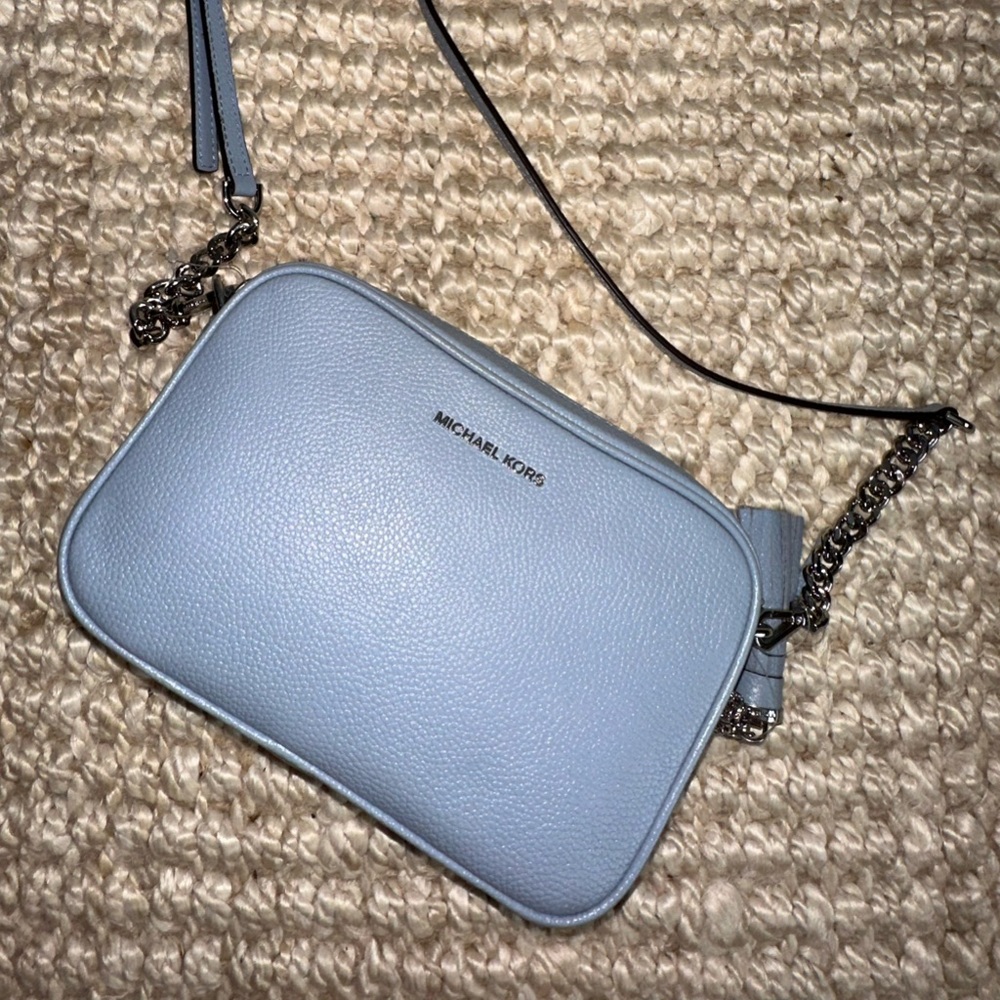 Michael Kors Light Blue Ginny Leather Crossbody Bag